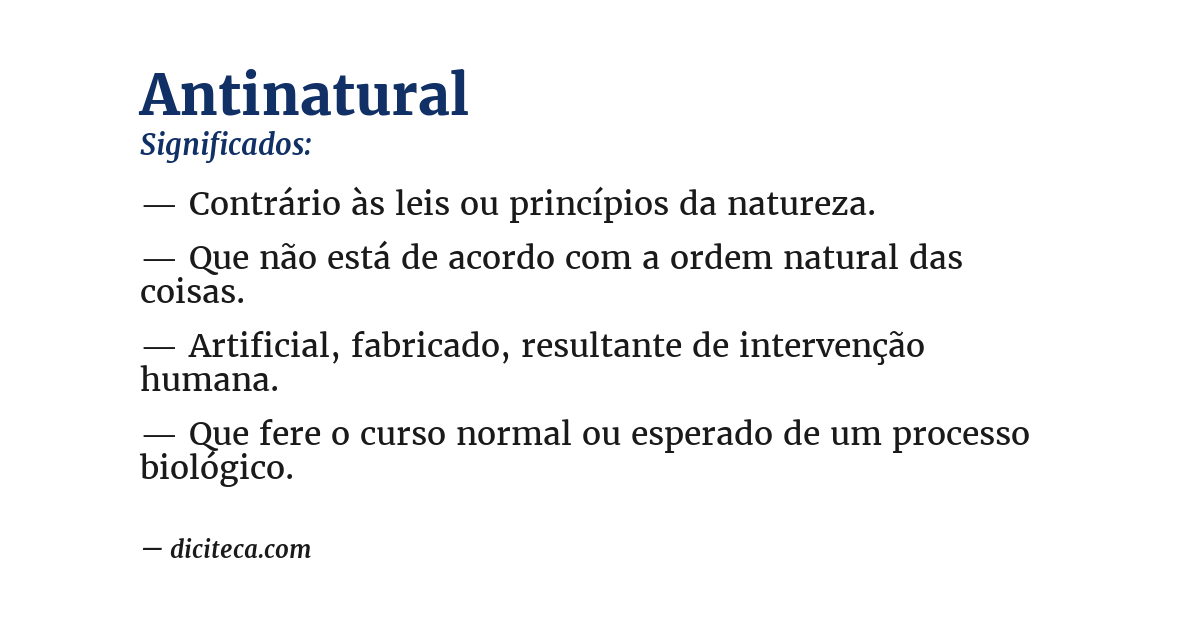 Significado de antinatural