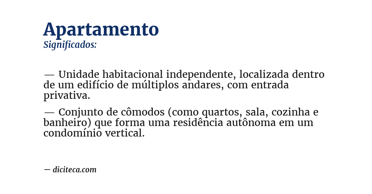Significado de apartamento