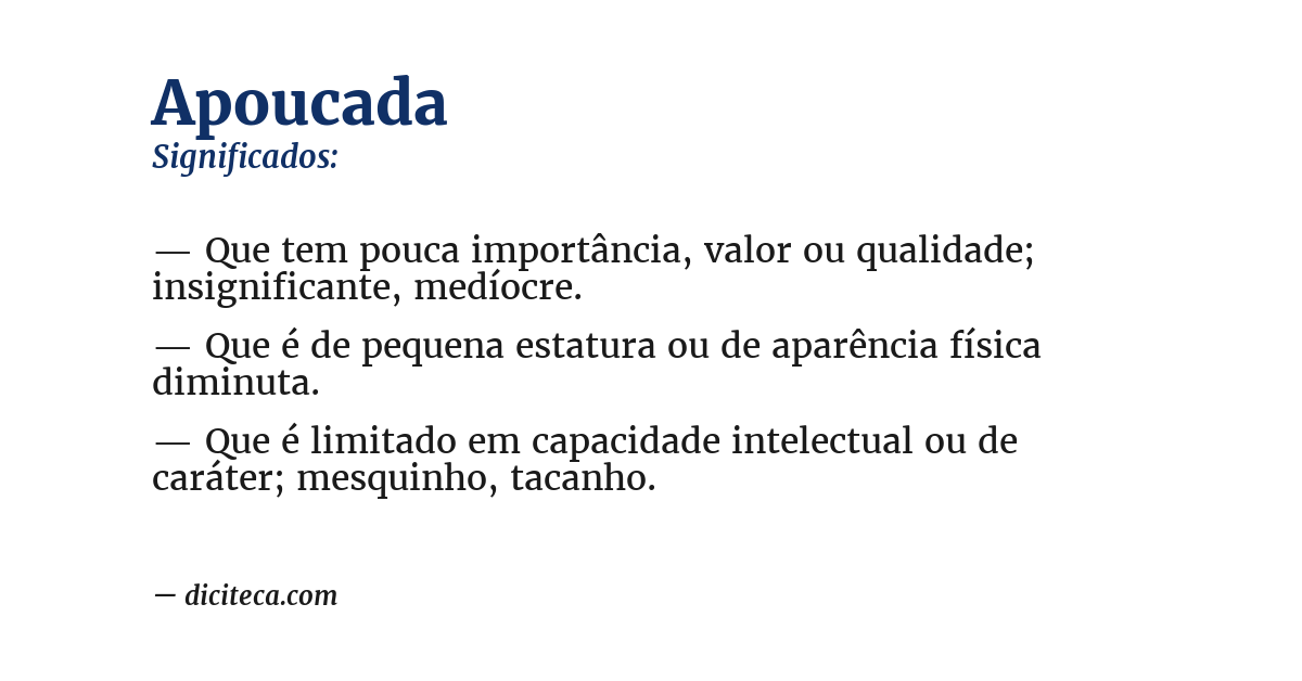 Significado de apoucada
