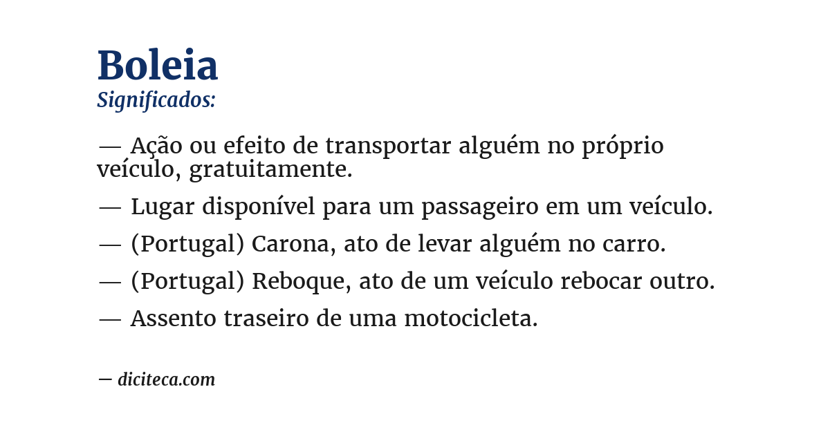 Significado de boleia