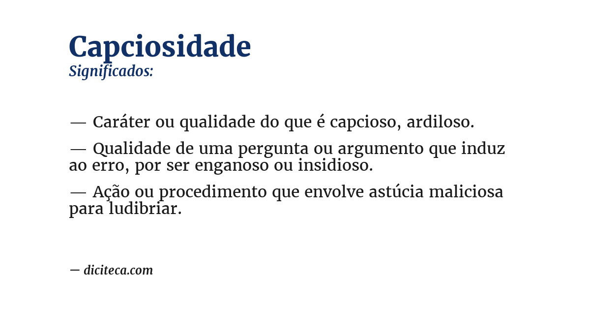 Significado de capciosidade