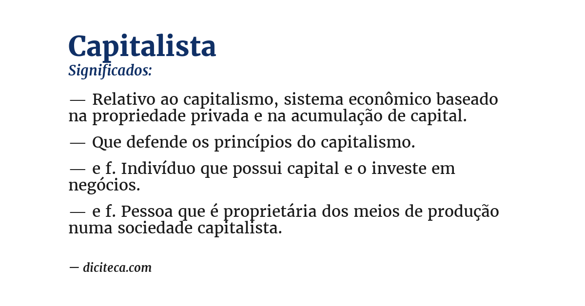 Significado de capitalista