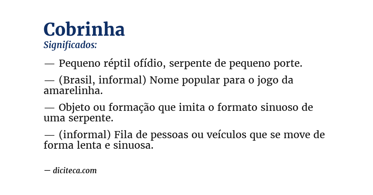 Significado de cobrinha