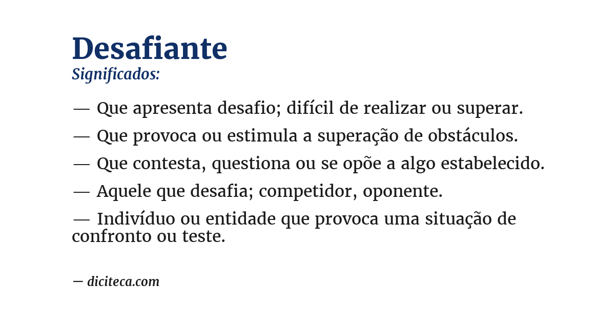 Significado de desafiante