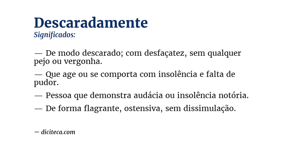 Significado de descaradamente