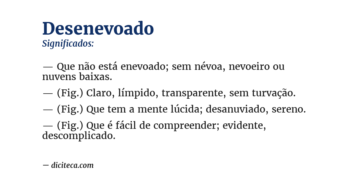 Significado de desenevoado
