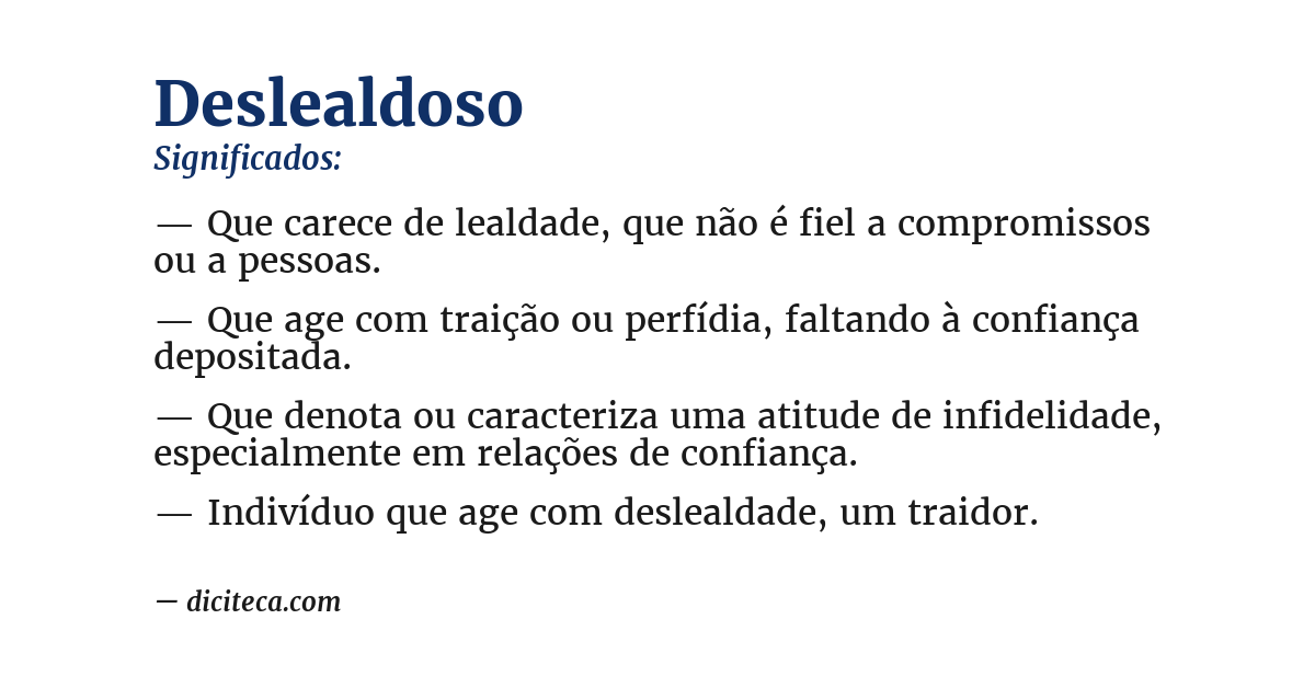 Significado de deslealdoso