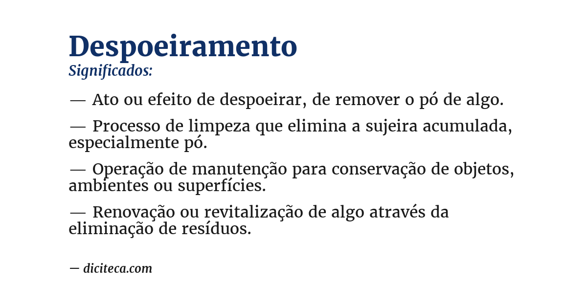 Significado de despoeiramento