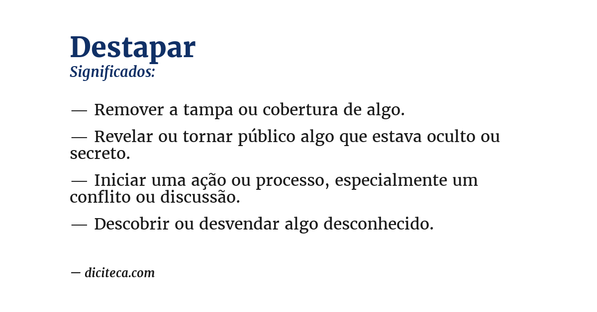 Significado de destapar