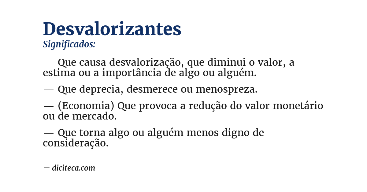 Significado de desvalorizantes