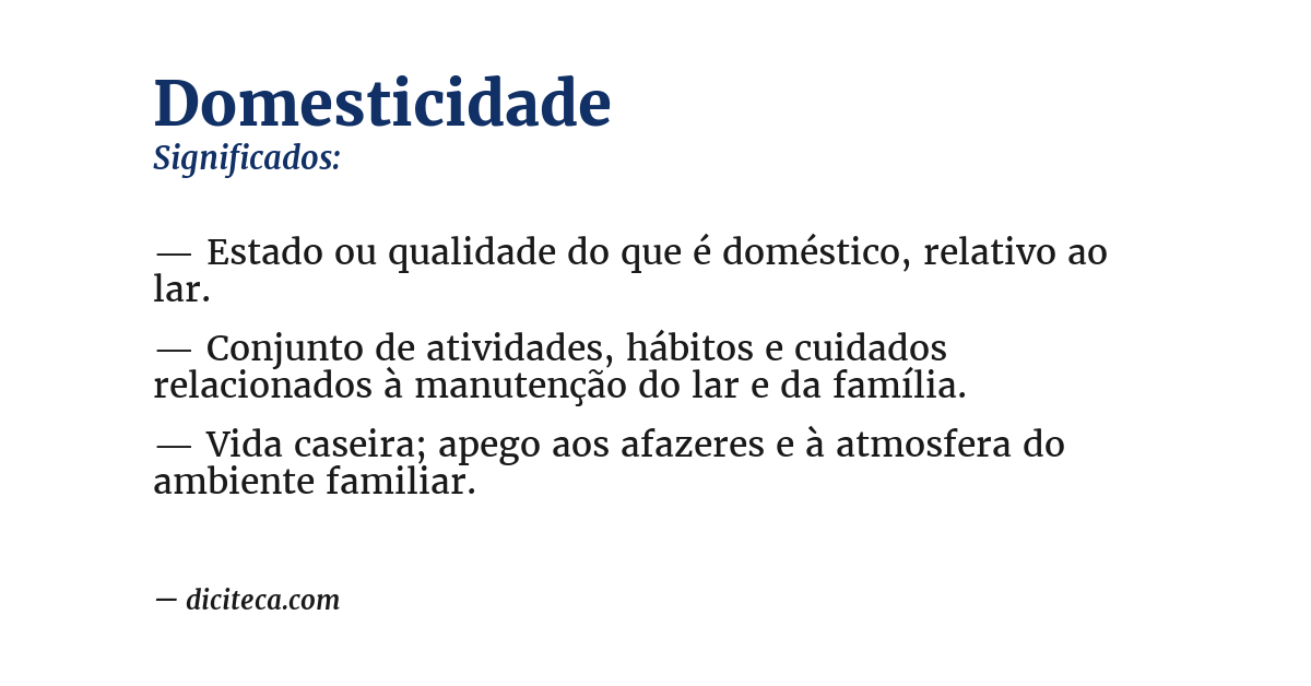 Significado de domesticidade