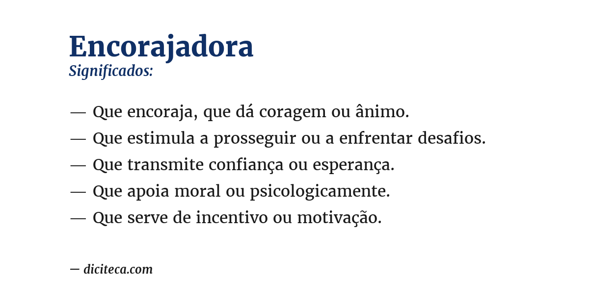 Significado de encorajadora