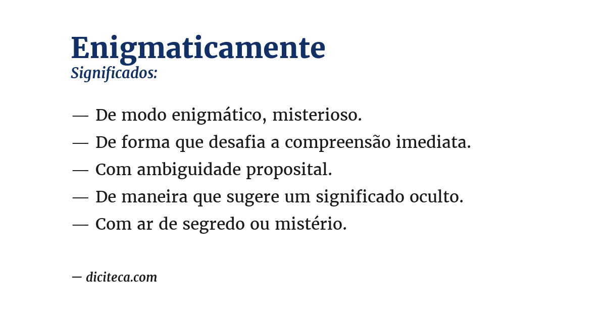 Significado de enigmaticamente