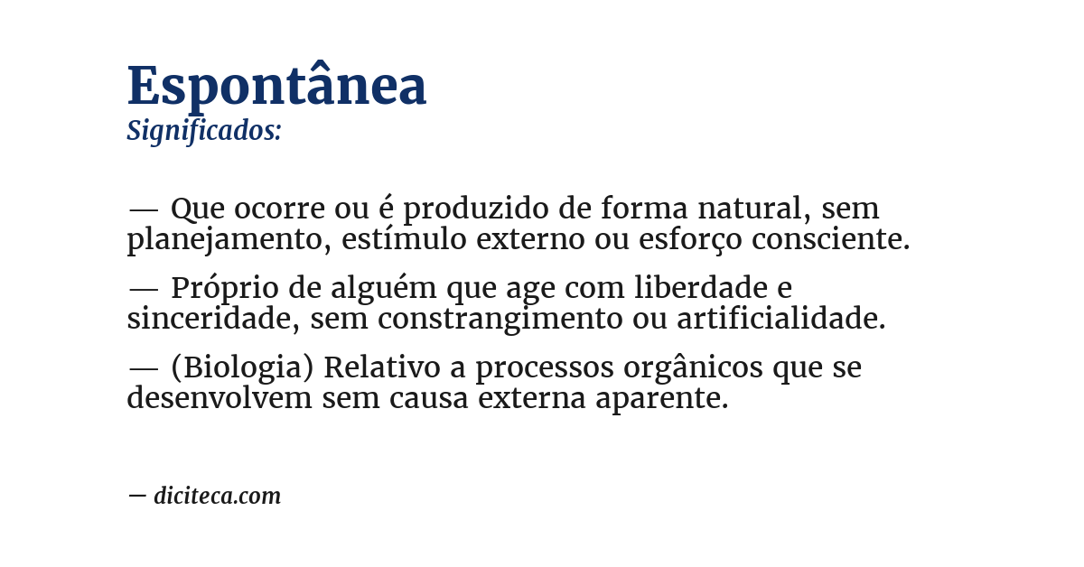 Significado de espontânea