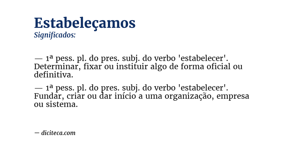 Significado de estabeleçamos