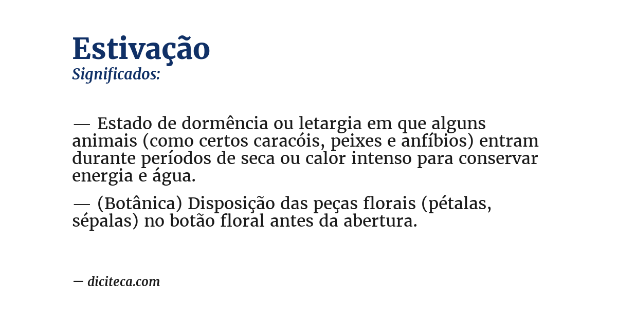 Significado de estivação