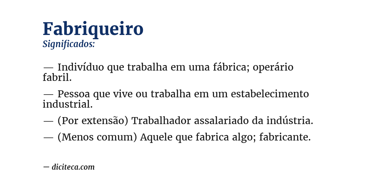 Significado de fabriqueiro