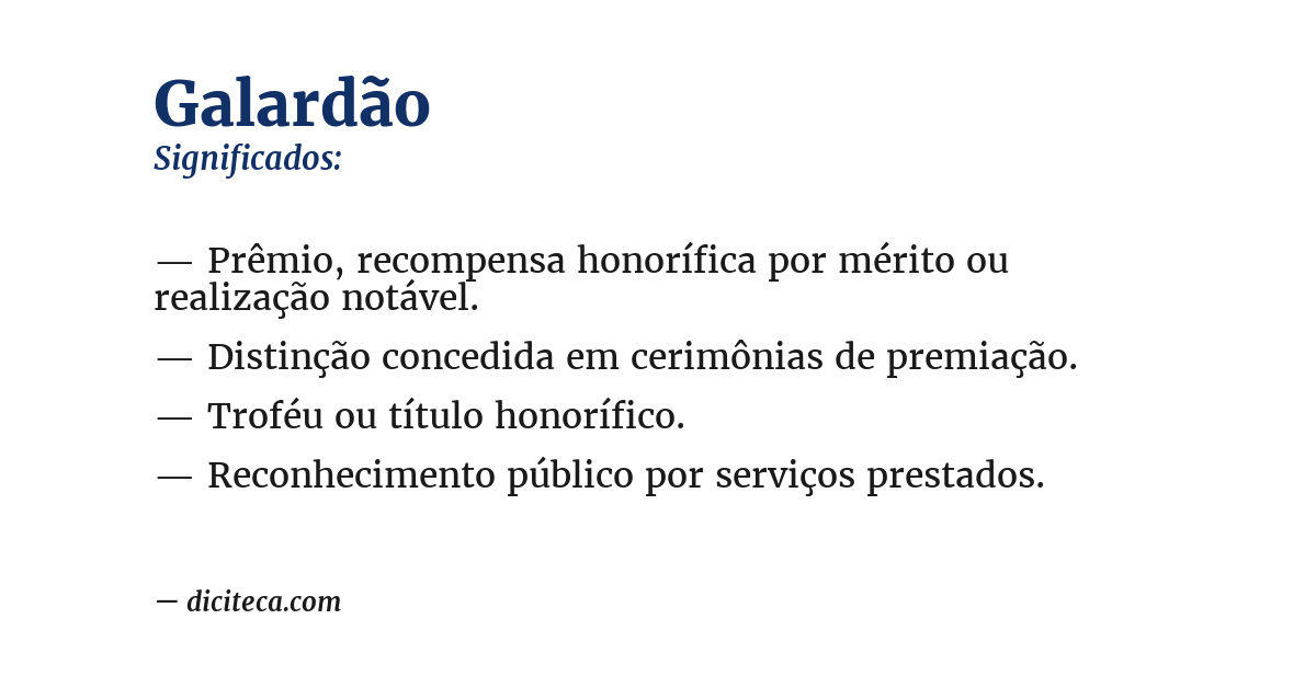 Significado de galardão