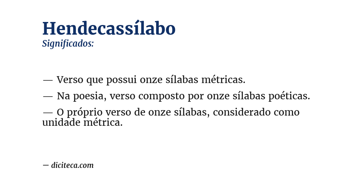 Significado de hendecassílabo