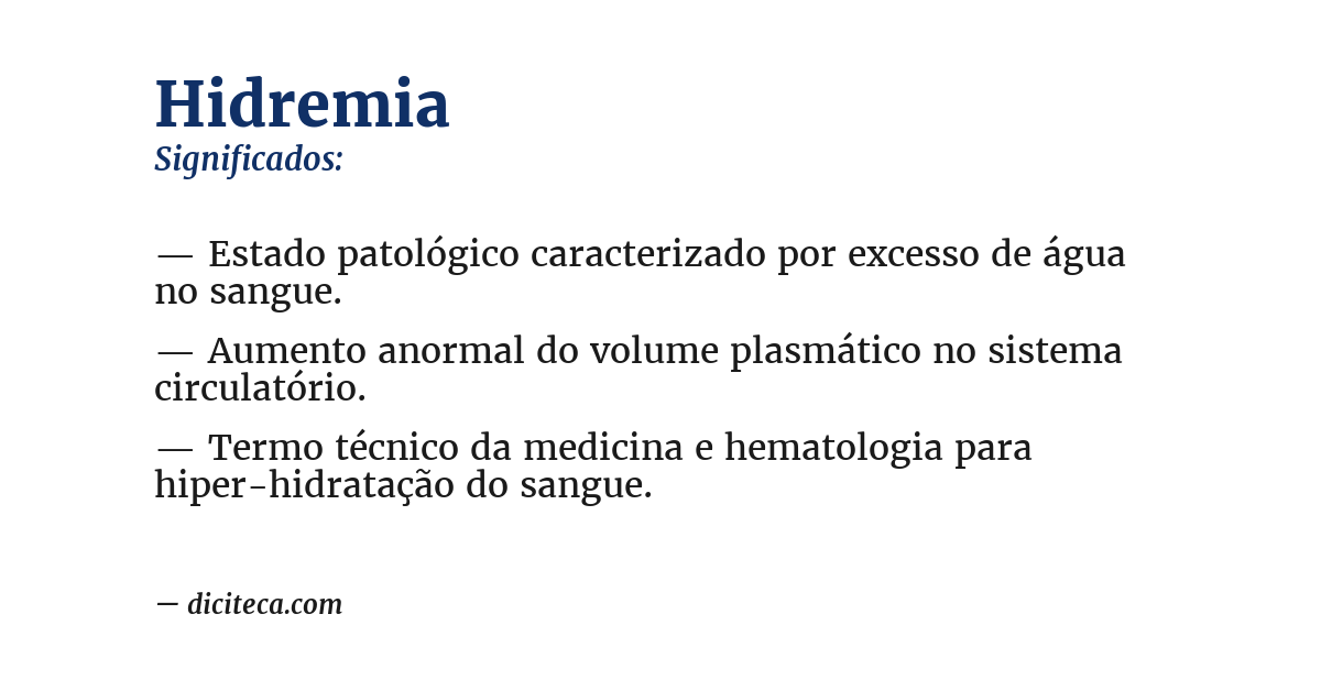 Significado de hidremia