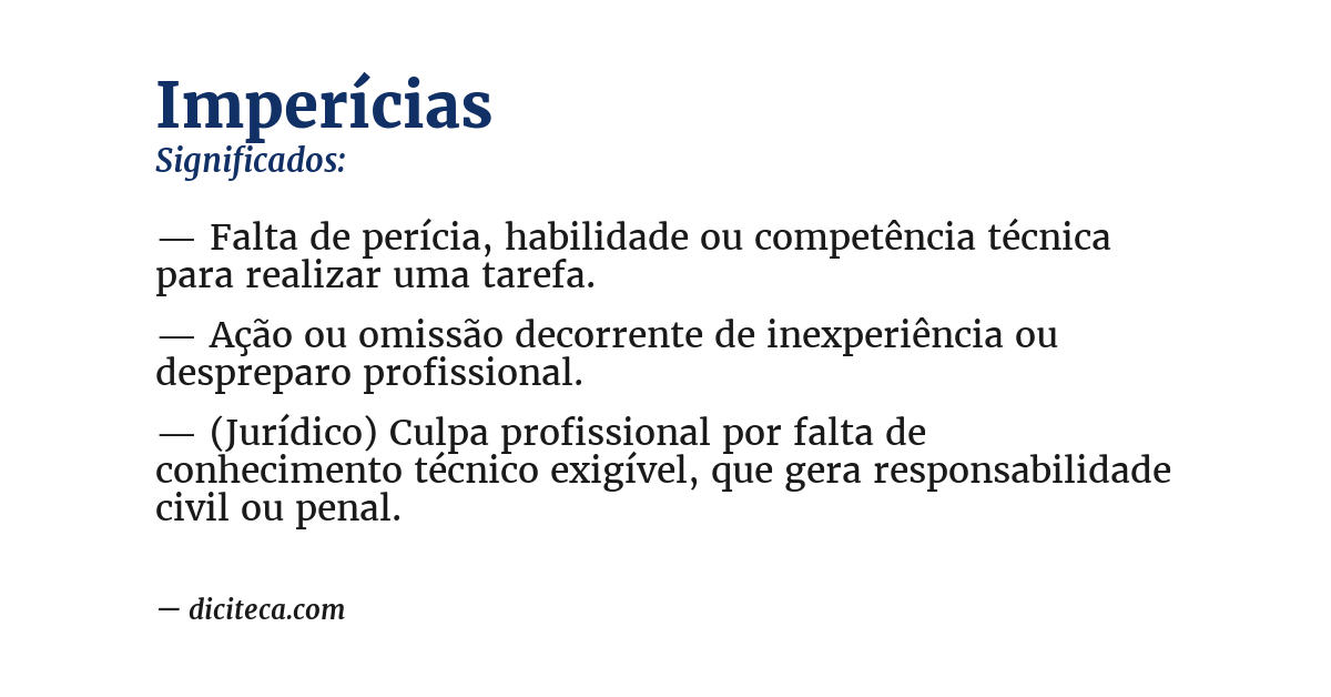 Significado de imperícias