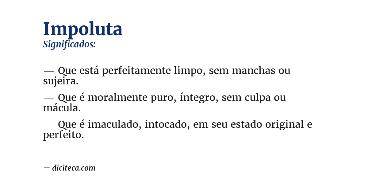 Significado de impoluta