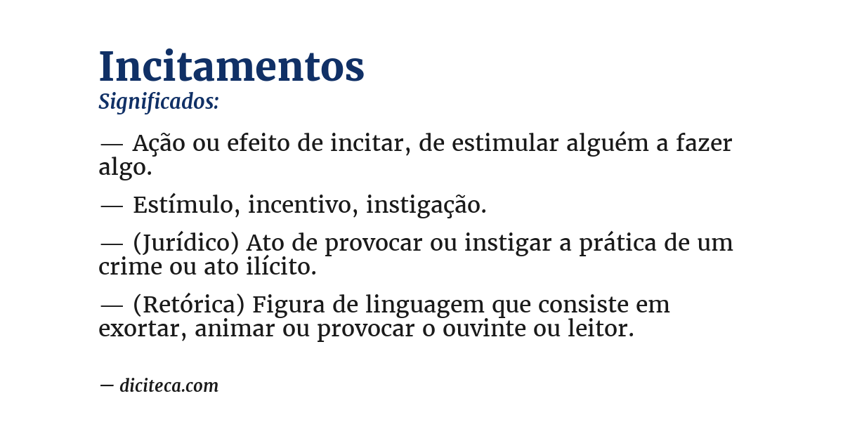Significado de incitamentos