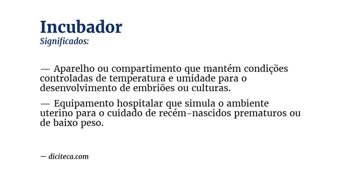 Significado de incubador