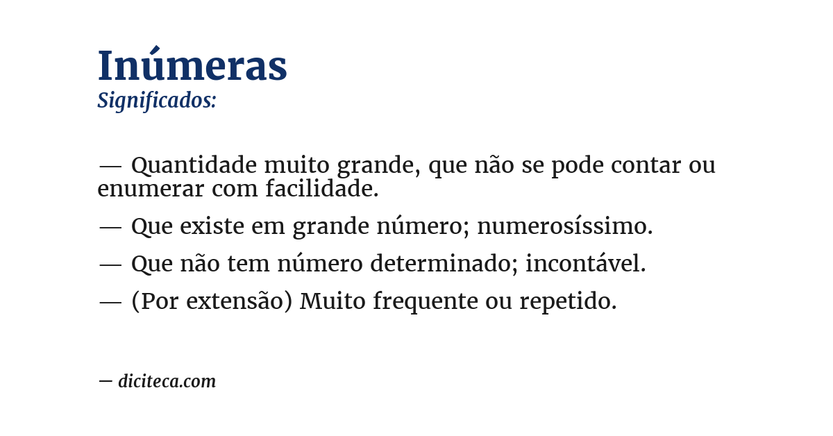 Significado de inúmeras