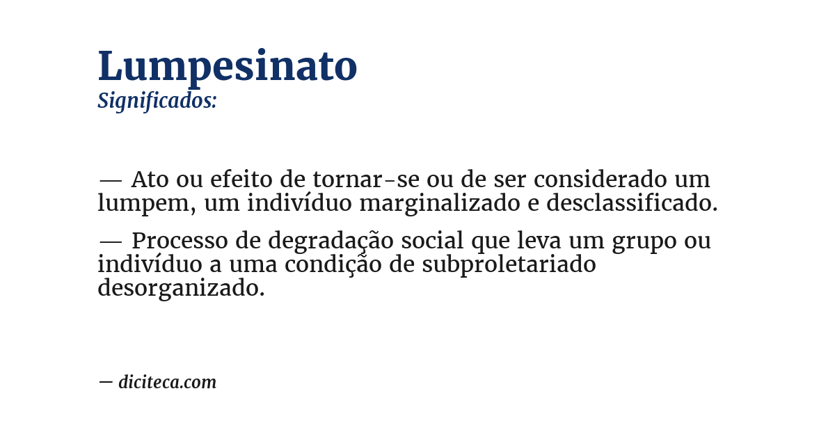 Significado de lumpesinato