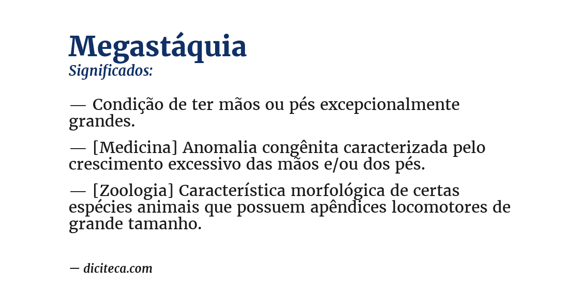 Significado de megastáquia