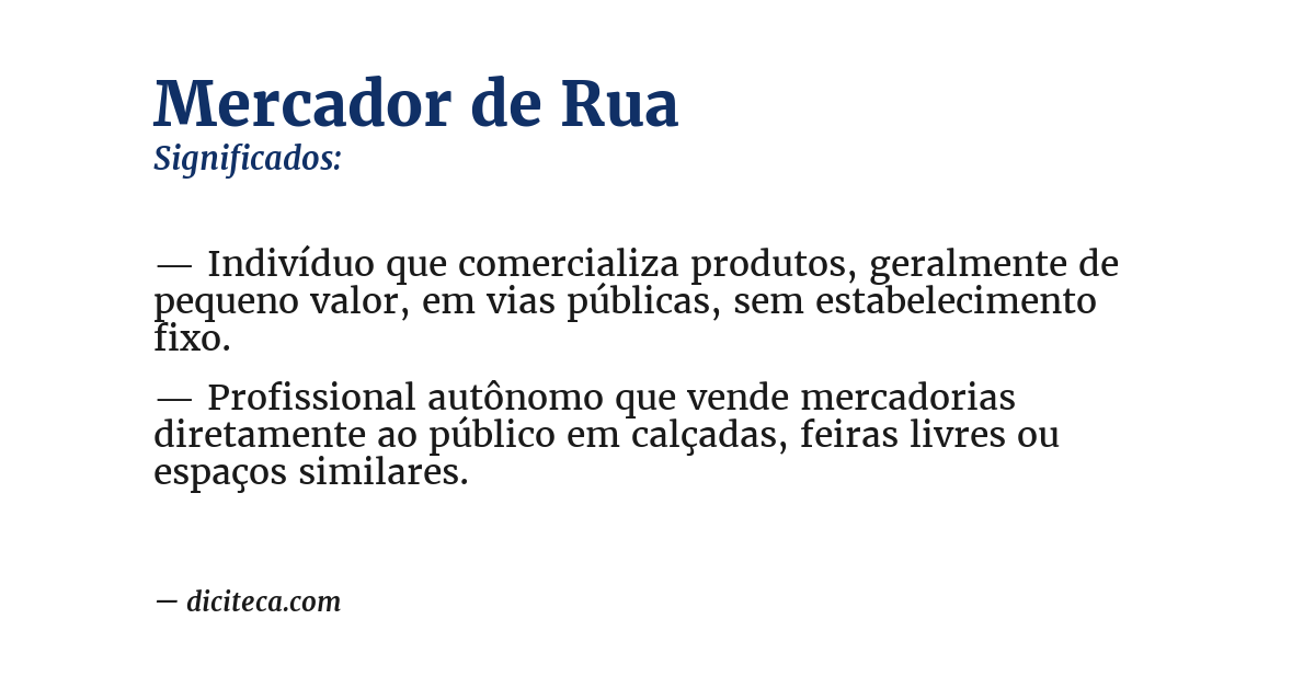 Significado de mercador de rua