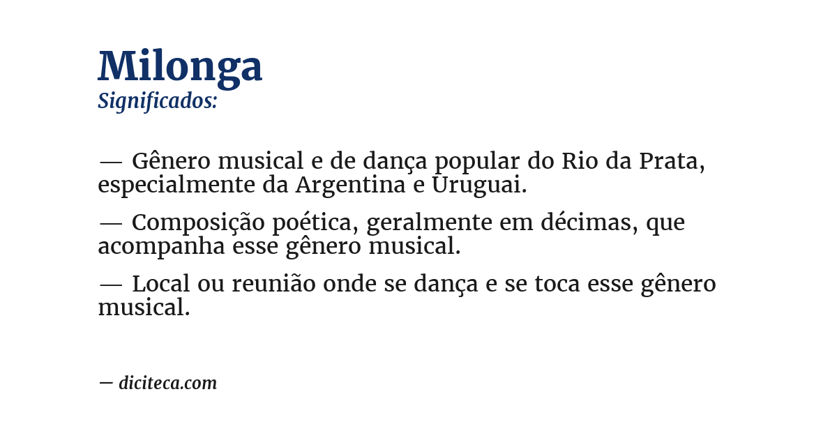 Significado de milonga