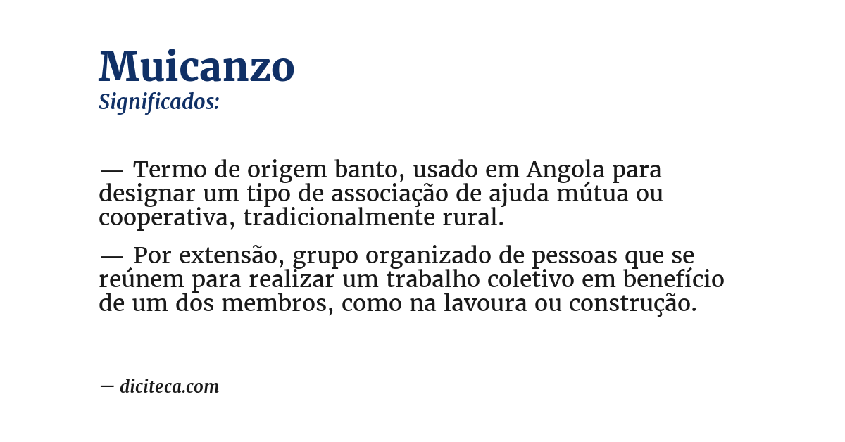 Significado de muicanzo