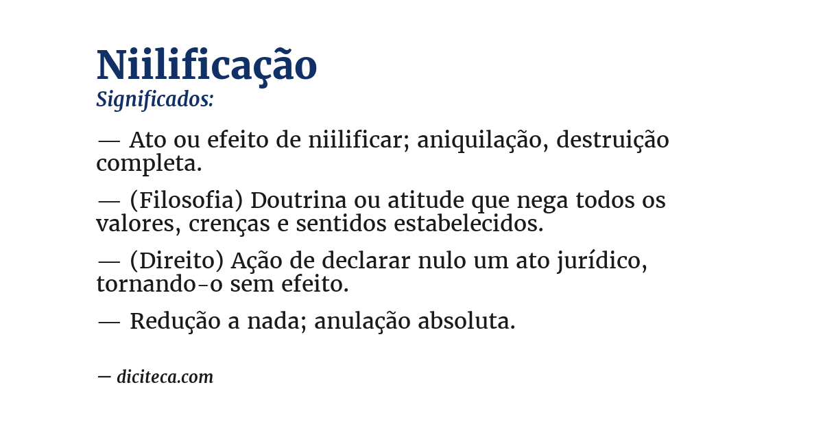 Significado de niilificação