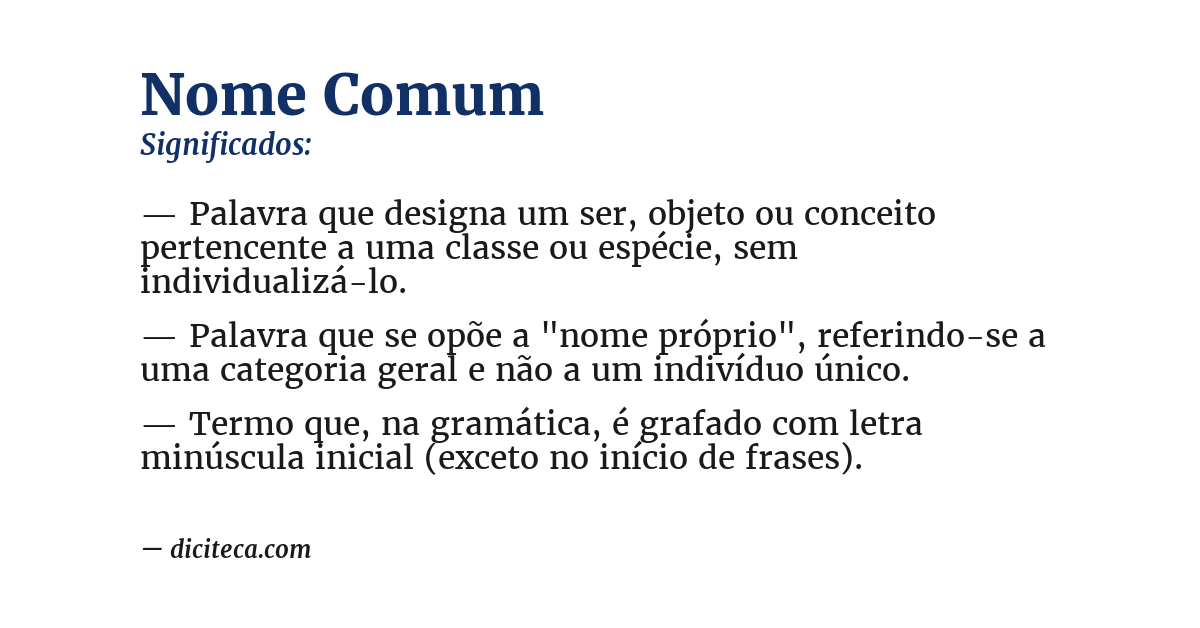 Significado de nome comum