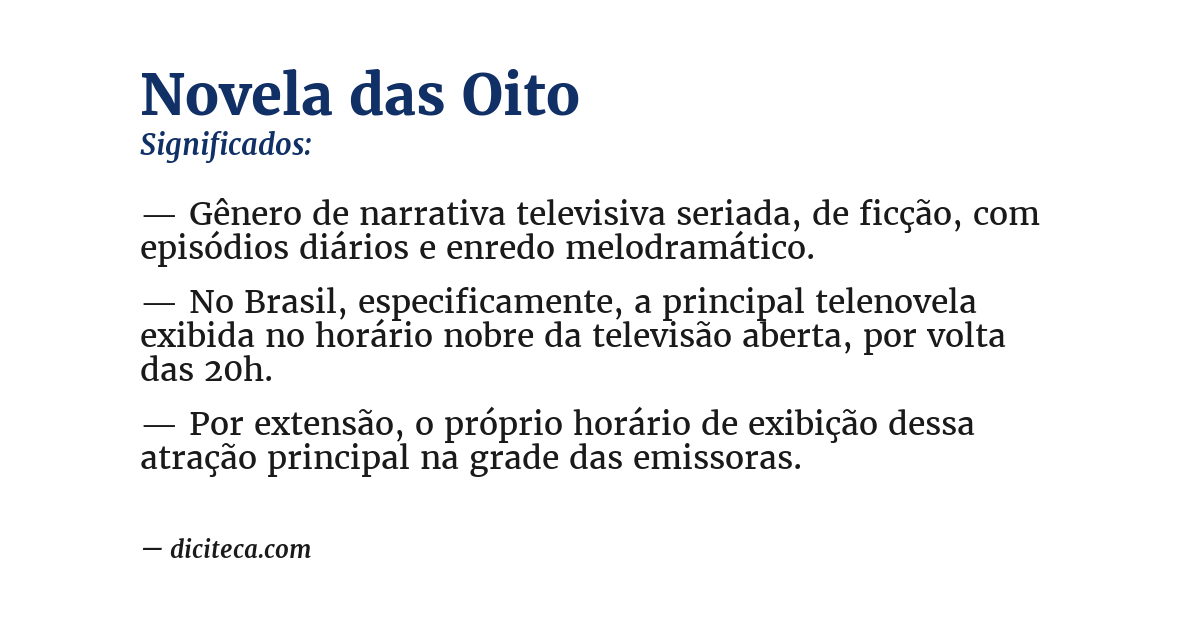 Significado de novela das oito