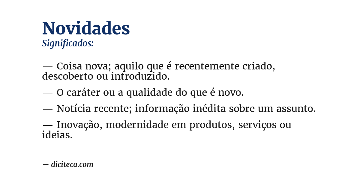 Significado de novidades
