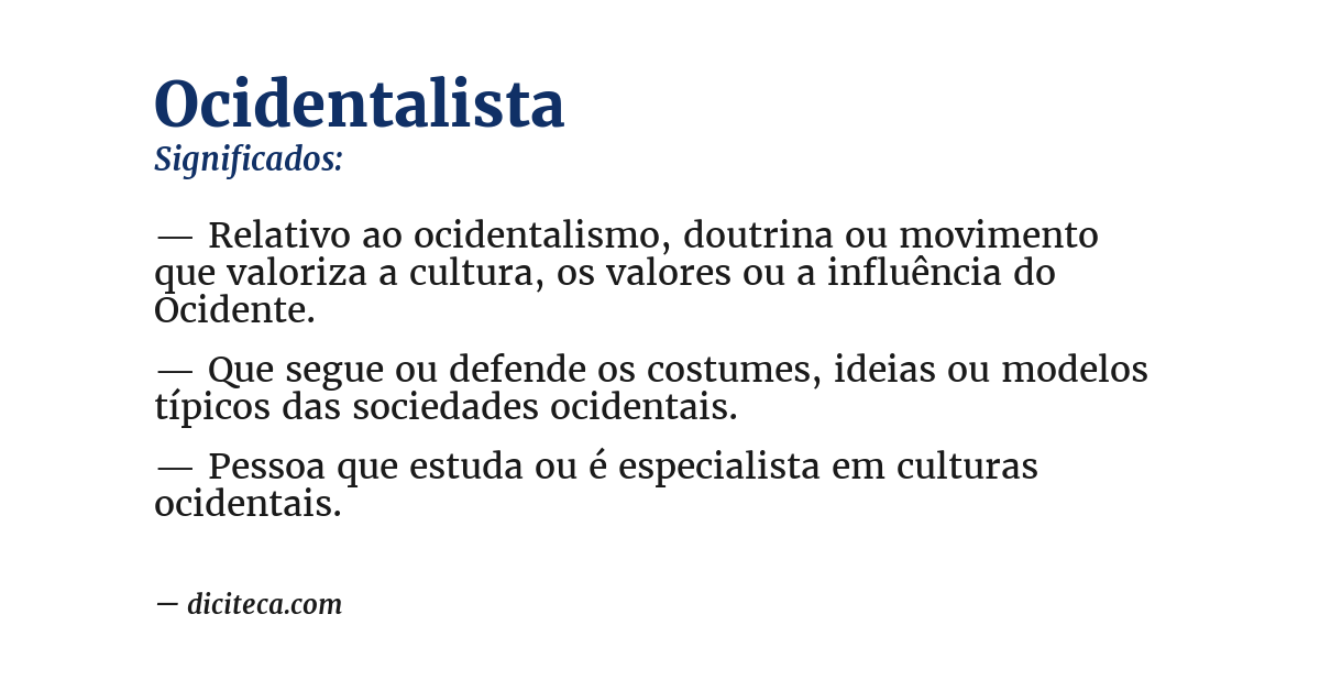 Significado de ocidentalista
