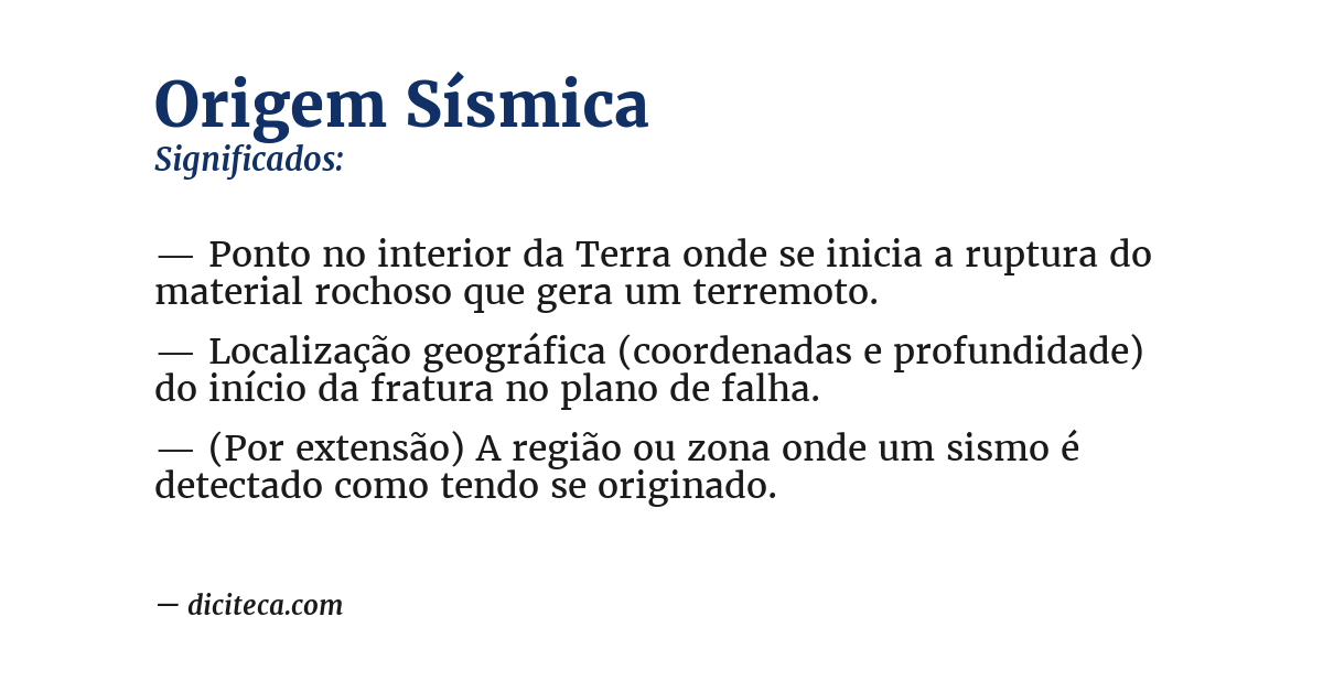 Significado de origem sísmica
