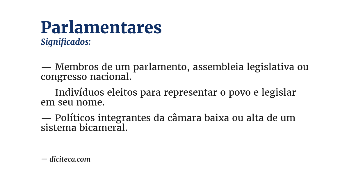 Significado de parlamentares
