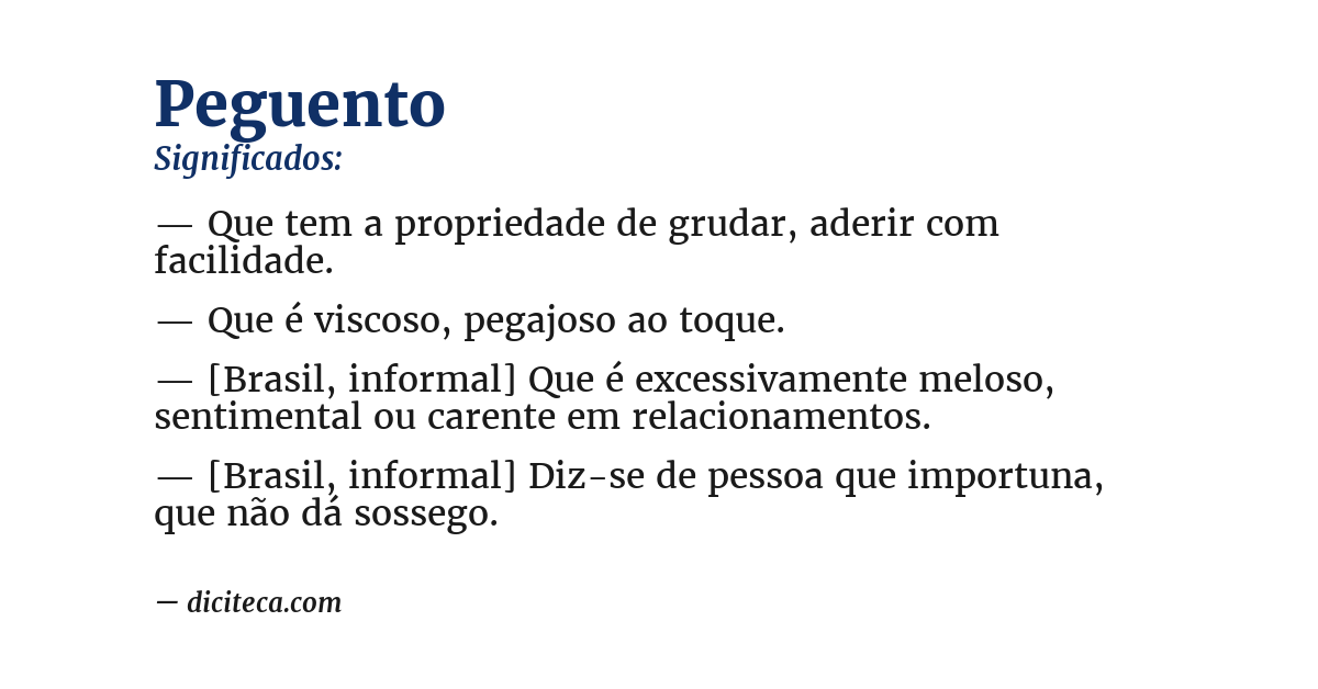 Significado de peguento
