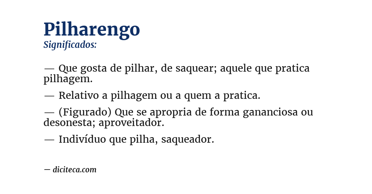 Significado de pilharengo