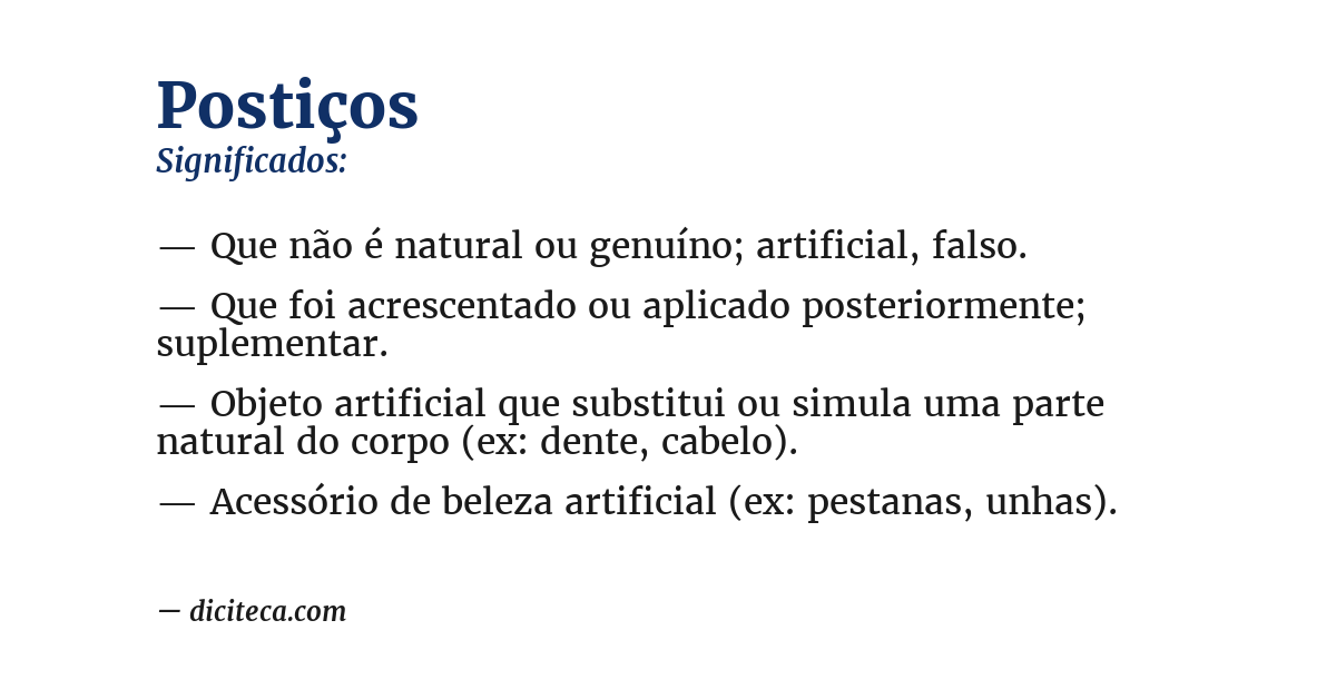 Significado de postiços