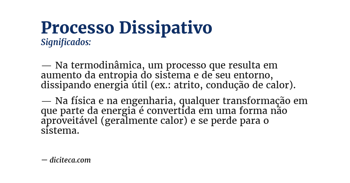 Significado de processo dissipativo