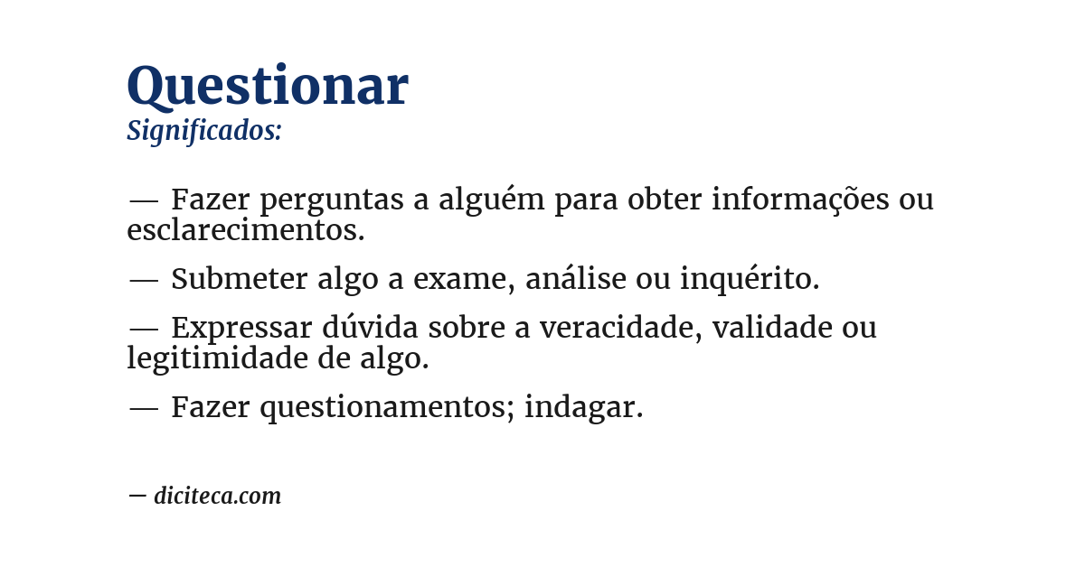 Significado de questionar