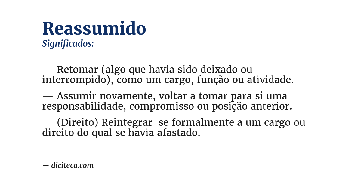 Significado de reassumido