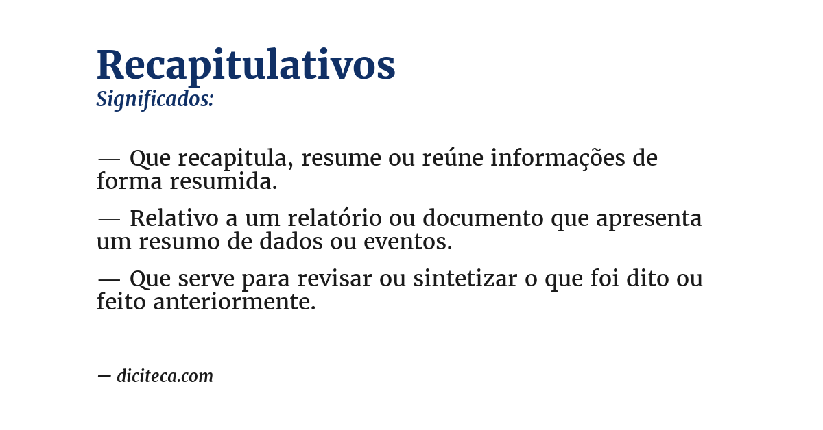 Significado de recapitulativos