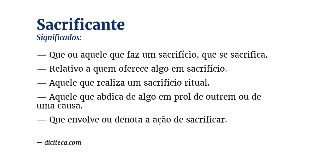 Significado de sacrificante