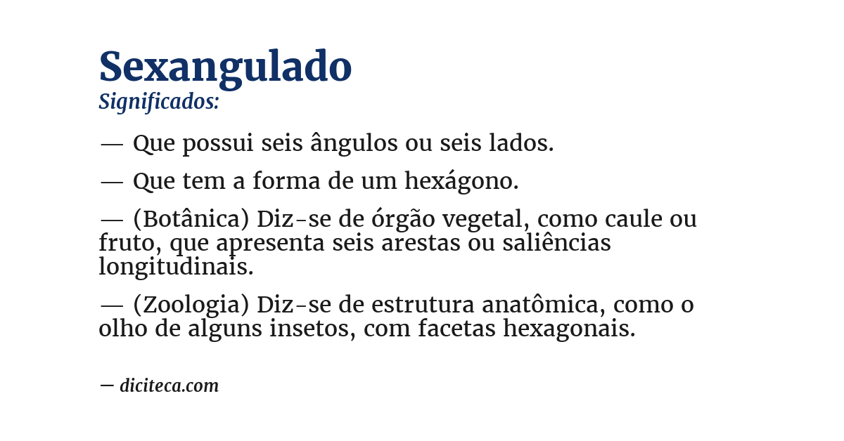 Significado de sexangulado